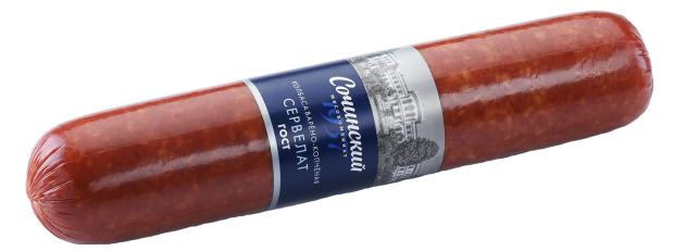 Колбаса варено-копченая Сочинский мясокомбинат Сервелат ГОСТ (0,5-0,7 кг), 1 упаковка ~0,6 кг