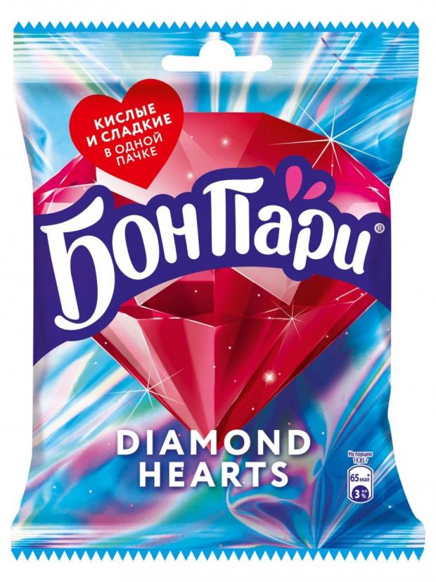 

Мармелад жевательный «Бон Пари» Diamond Hearts с кислым и сладким вкусами, 65 г