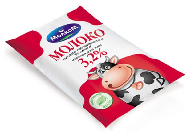 Молоко Молком Российское пастеризованное 3,2% БЗМЖ, 1 л