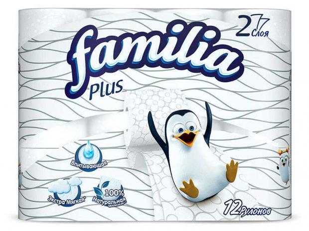 

Туалетная бумага Familia белая 2 слоя, 12 рулонов