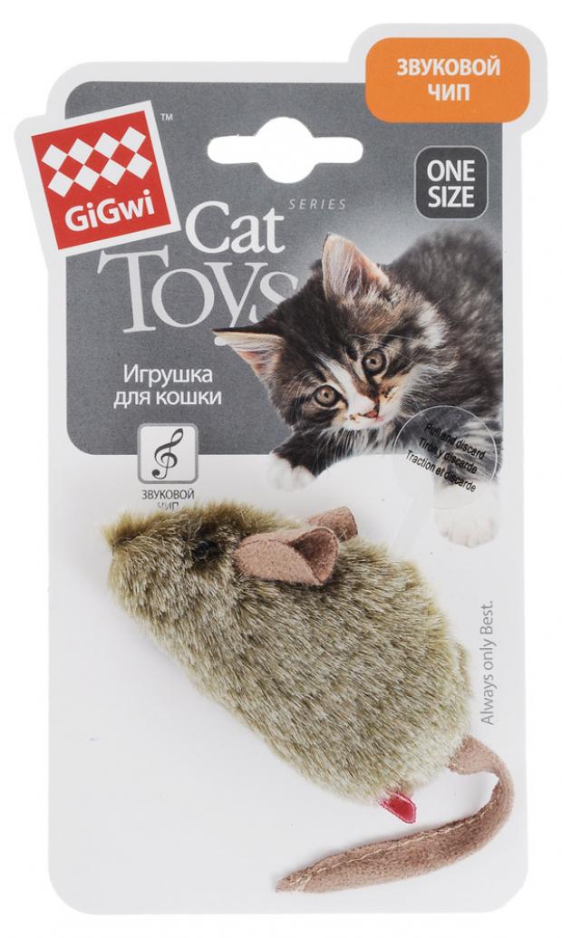 Игрушка для кошек GiGwi Мышка музыкальная светло-коричневая