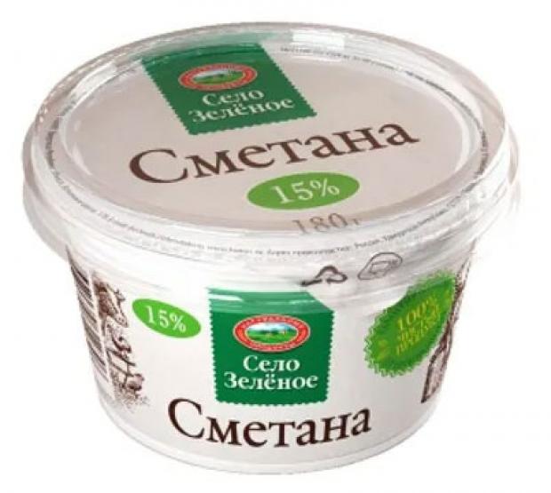 Сметана Село Зеленое 15%, 180 г