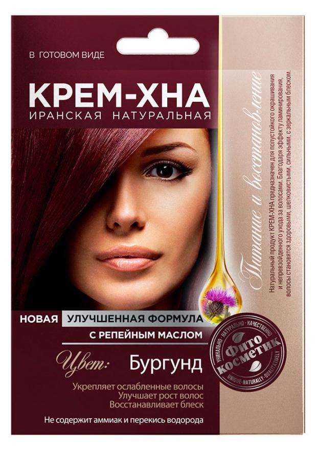 

Крем-Хна в готовом виде Фитокосметик «Бургунд» с репейным маслом, 50 мл