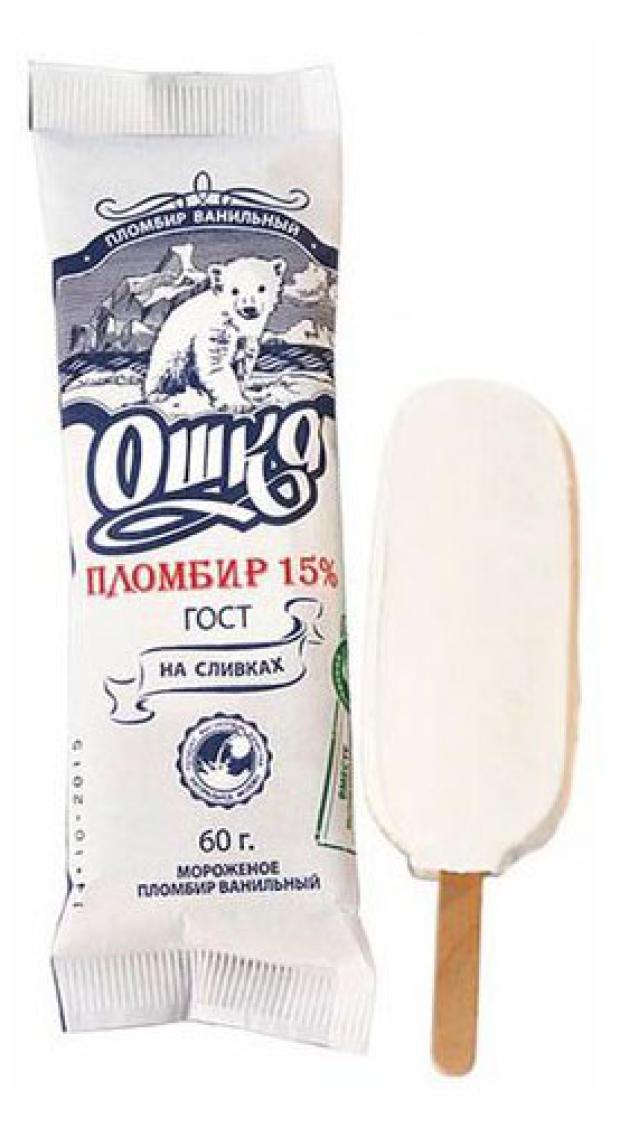 Мороженое Ошка пломбир ванильный БЗМЖ, 60 г