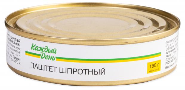 Паштет шпротный Каждый день, 160 г паштет шпротный главпродукт гост 160 г