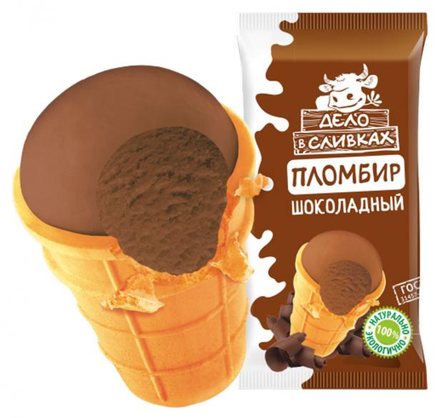 Мороженое пломбир Полярис Дело в сливках шоколадный БЗМЖ, 90 г