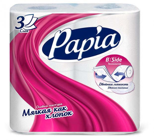 

Туалетная бумага Papia белая 3 слоя, 4 рулона