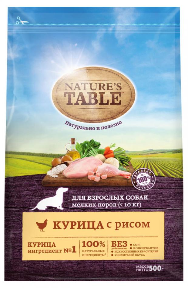 Сухой корм для собак мелких пород Nature's Table курица, 500 г