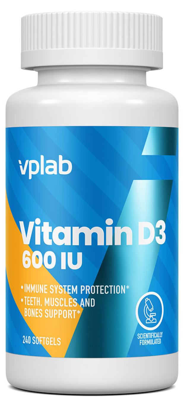 Витамин Д3 VPLAB Vitamin D3 600 МЕ 600 IU, 240 капсул