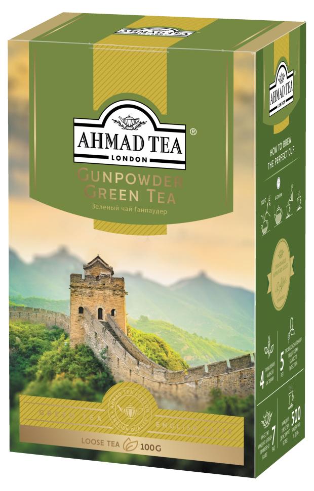 Чай зеленый Ahmad Tea Ганпаудер листовой, 100 г чай зеленый ahmad tea ганпаудер 100 г