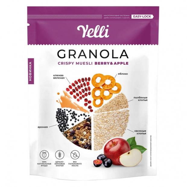 

Гранола-мюсли Yelli Crispy Muesli Berry Apple, 200 г