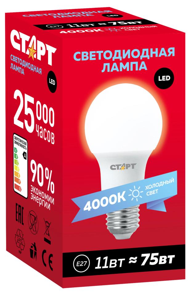 Лампа светодиодная Страт LED 11W-75 E27 холодный свет, 1 шт