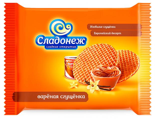 Вафли Сладонеж сиропные со вкусом вареной сгущенки, 120 г