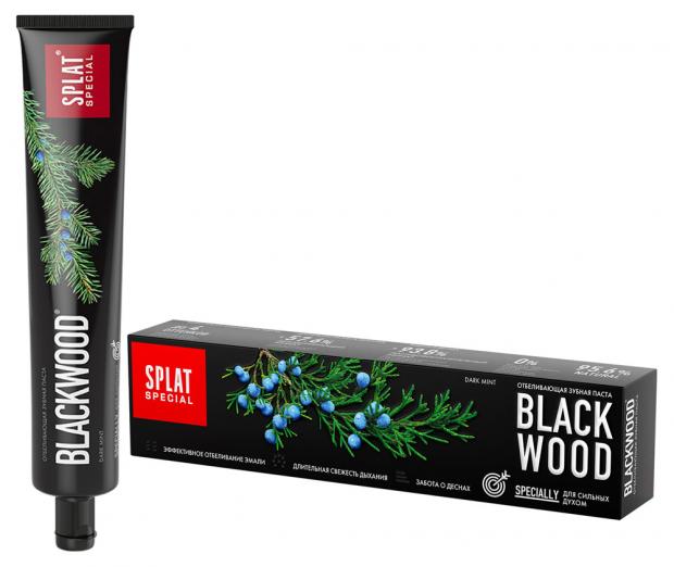 

Зубная паста Splat Blackwood черное дерево отбеливающая, 75 мл