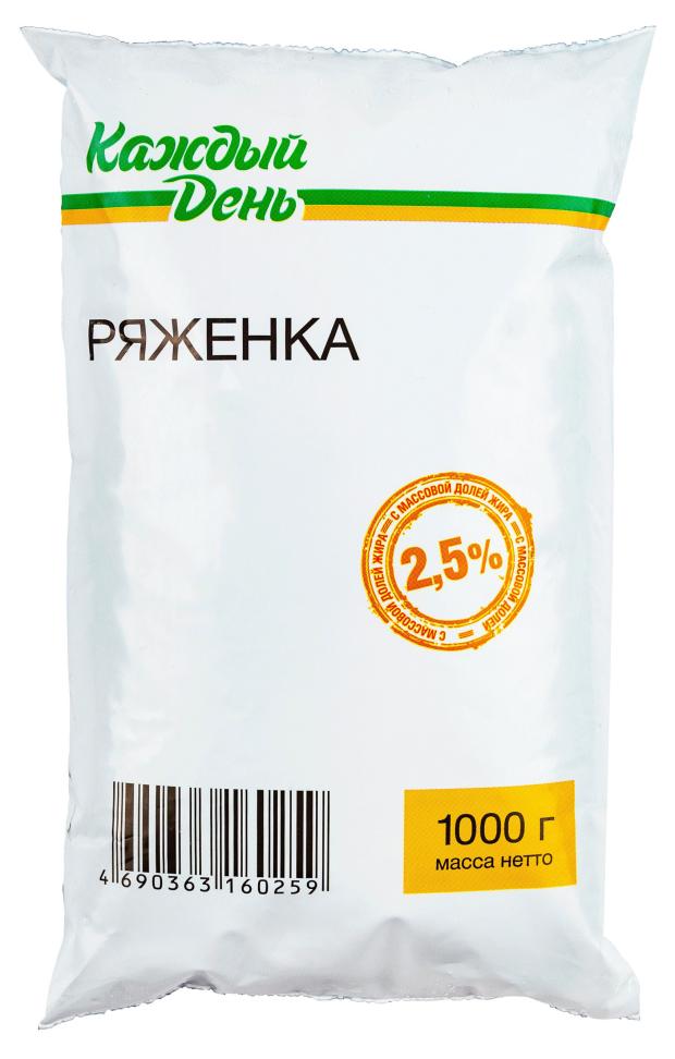 Ряженка Каждый день 2,5% БЗМЖ, 1 л