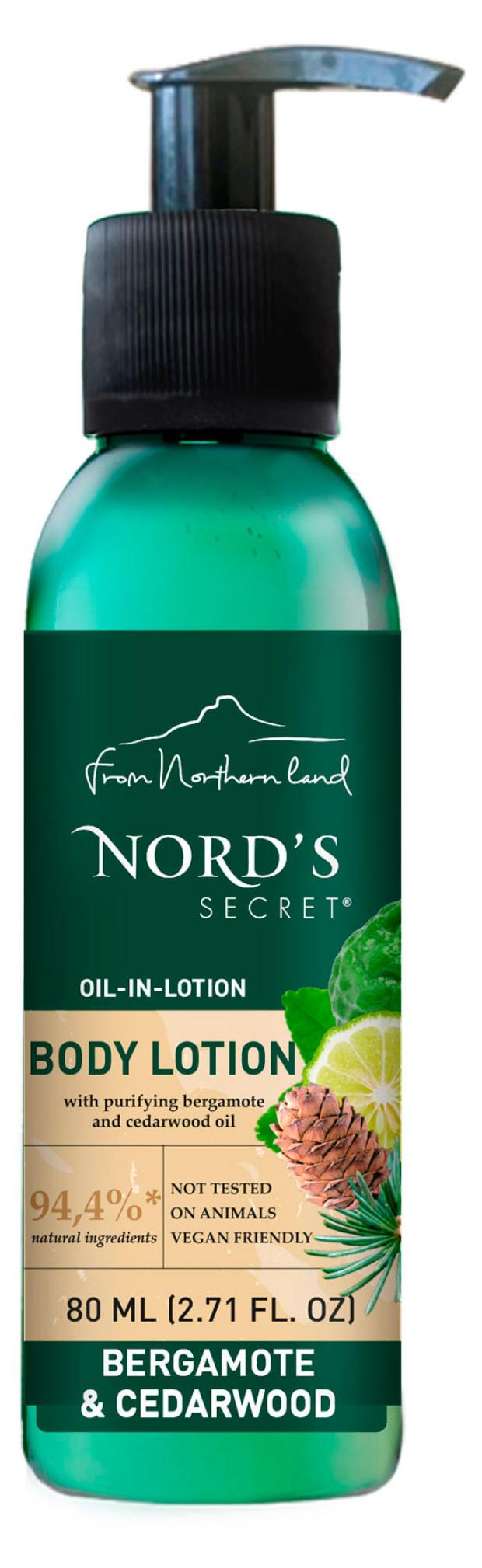 Лосьон для тела NORD'S SECRET Бергамот и кедр увлажняющий, 80 мл