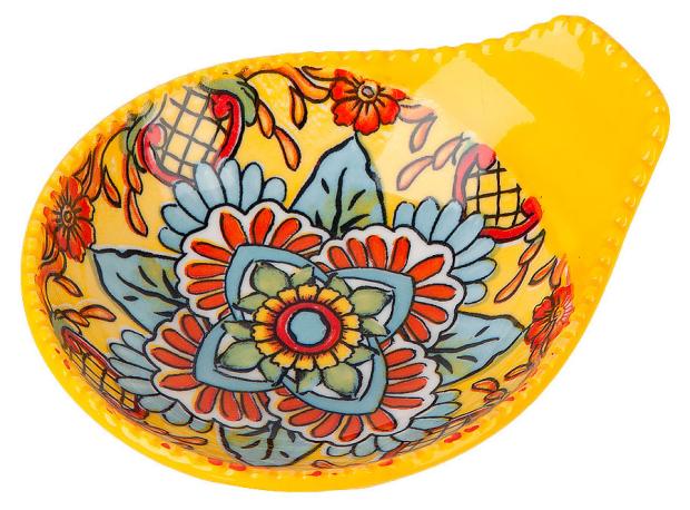 

Оливница Nouvelle Home Arabesque с ручкой желтая, 12х10х3 см