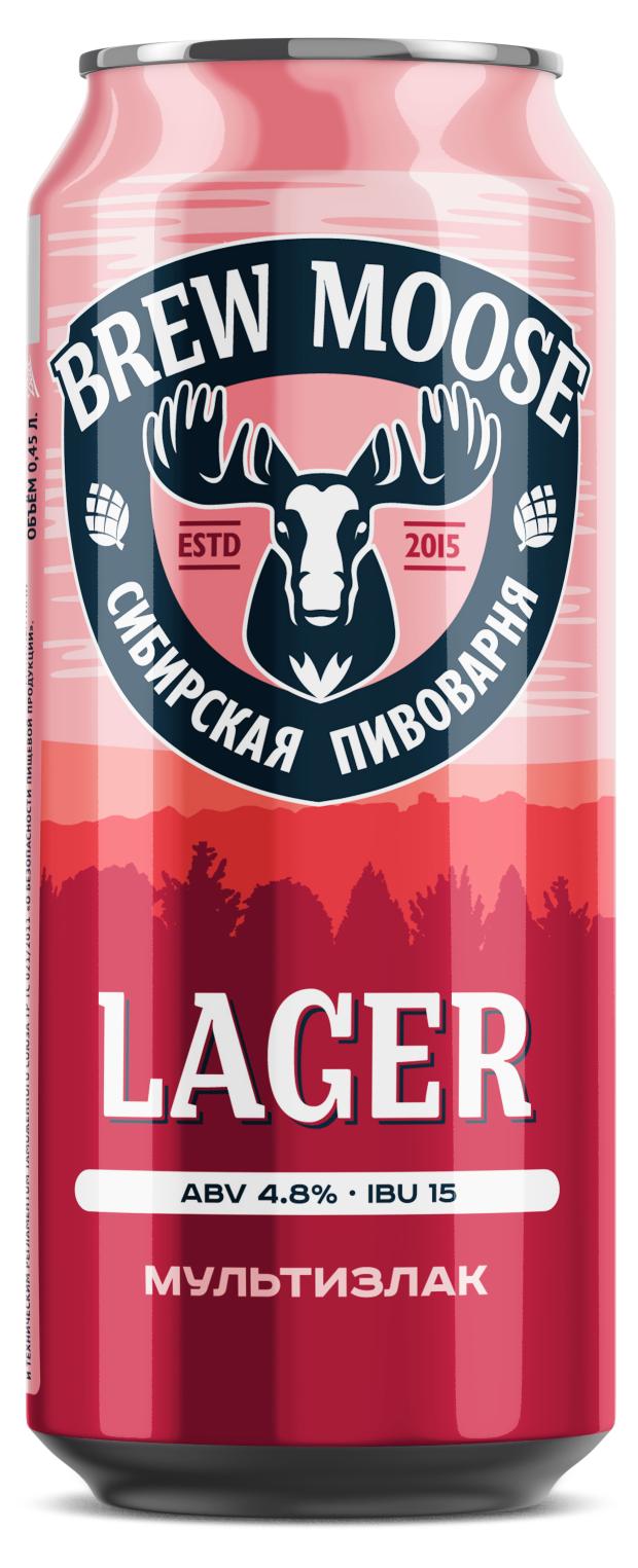 Пивной напиток Brew Moose светлый мультизлак 4,8%, 450 мл