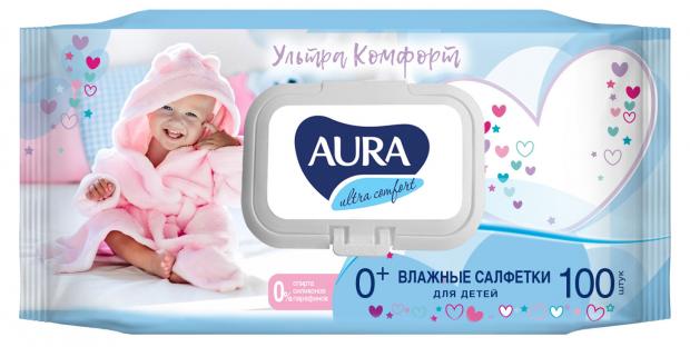 фото Влажные салфетки детские aura ultra comfort, 100 шт