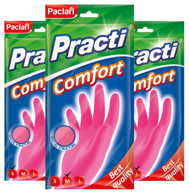 Перчатки хозяйственные PACLAN Comfort резиновые, р S,M,L