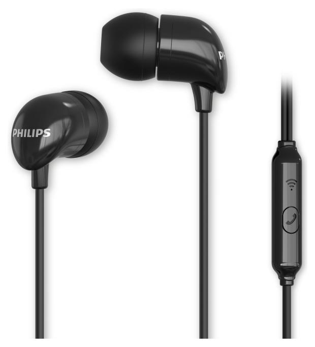 Наушники проводные Philips с микрофоном черные наушники с микрофоном philips tae1126 black