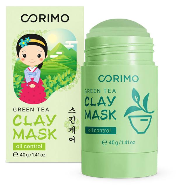 Маска для лица в стике Corimo Зеленая глиняная с зеленым чаем и алоэ, 40 г