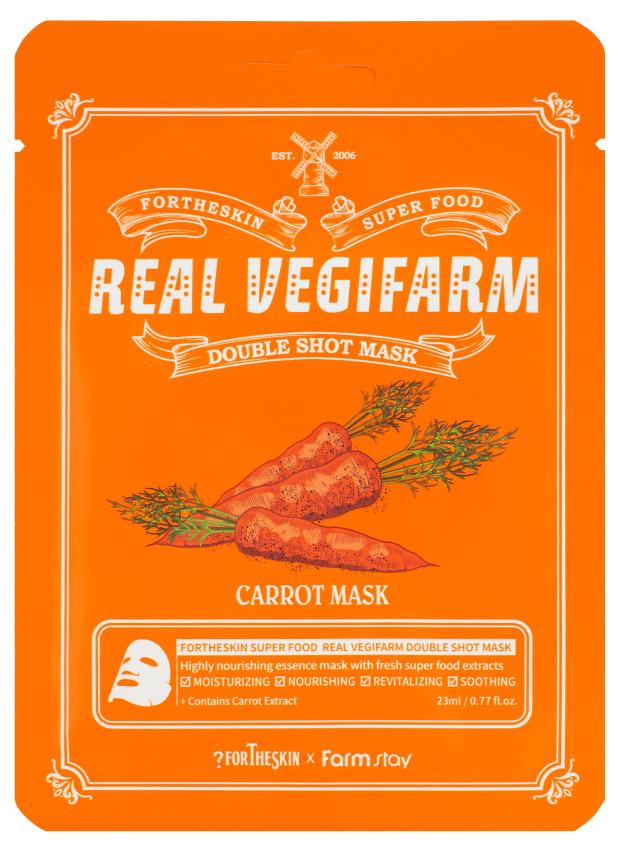 

Маска для лица Fortheskin Восстанавливающая тканевая с экстрактом моркови, 23 мл