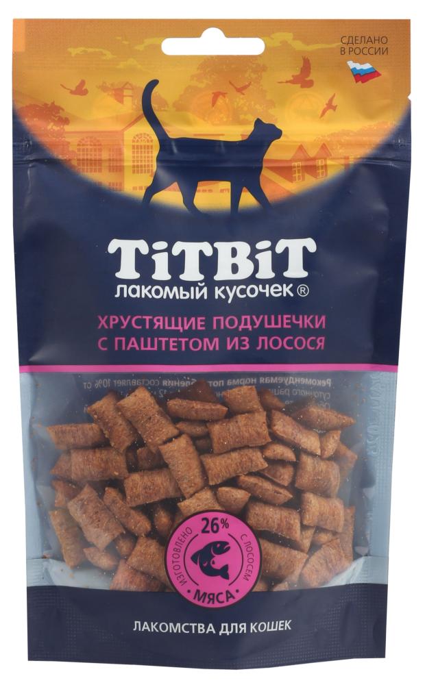 

Лакомство для кошек TiTBiT хрустящие подушечки с паштетом из лосося, 60 г