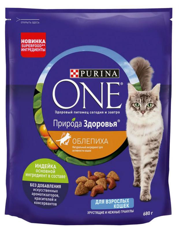 

Сухой корм для взрослых кошек Purina ONE Природа Здоровья с индейкой, 680 г