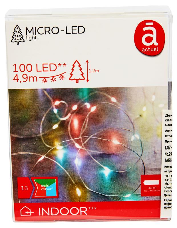 

Электрогирлянда Actuel на батарейках 100 LED, 4,9 м