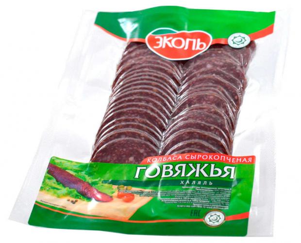 Колбаса сырокопченая ЭКОЛЬ говяжья Халяль нарезка, 150 г