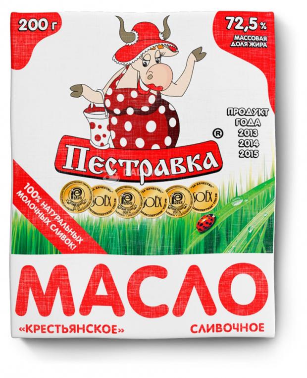 Масло сливочное Пестравка Крестьянское 72,5% БЗМЖ, 200 г