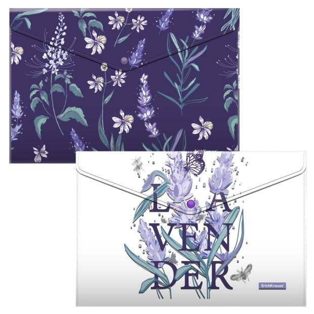 

Набор папок-конвертов ErichKrause Lavender на кнопке пластиковых A4, 4 шт