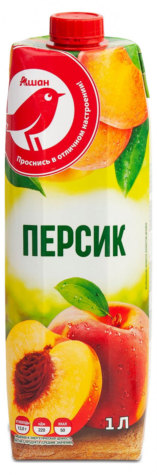 

Нектар АШАН персиковый с мякотью с 3 лет, 1 л
