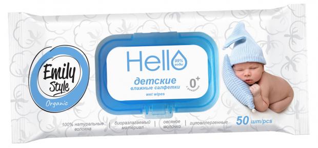 

Влажные салфетки детские Emily Style Organic с овсяным молочком с крышкой, 50 шт