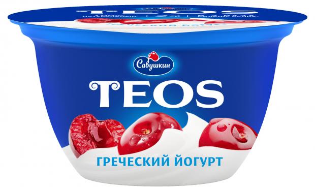 Йогурт Савушкин Греческий Teos Вишня 2%, 140 г йогурт греческий teos 2% 140г ст