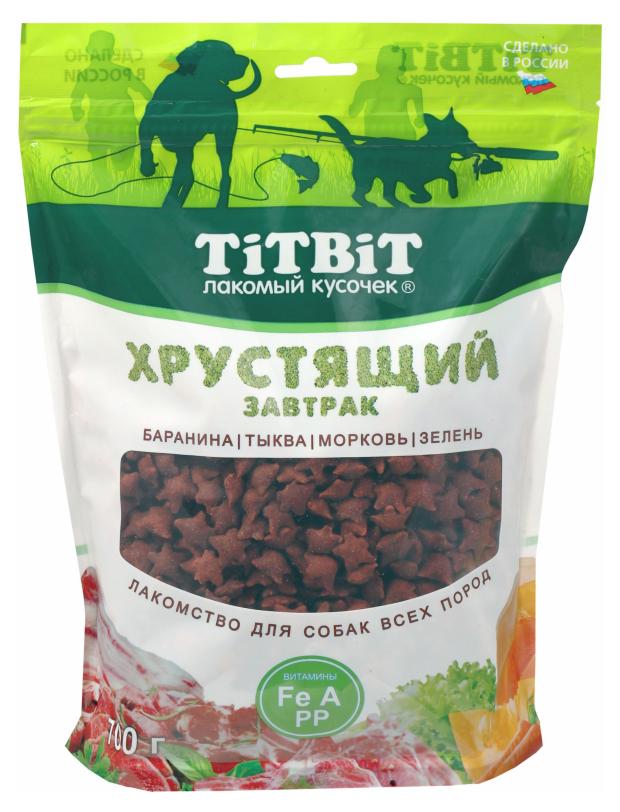 

Лакомство для собак TITBIT Хрустящий завтрак баранина тыква морковь зелень, 700 г