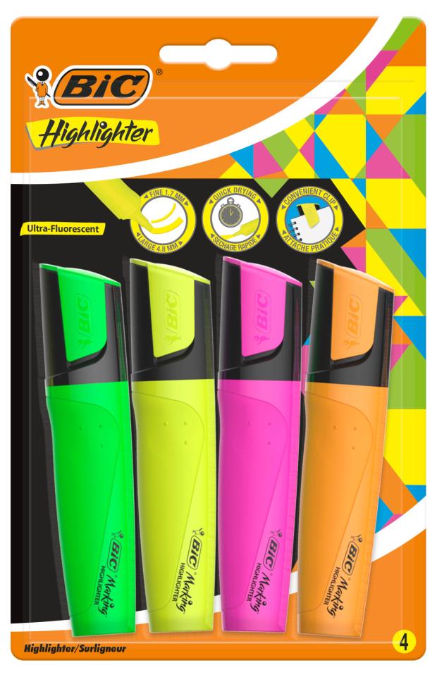 Текстовыделители BIC Highlighter Ultra Flourescent, 4 шт