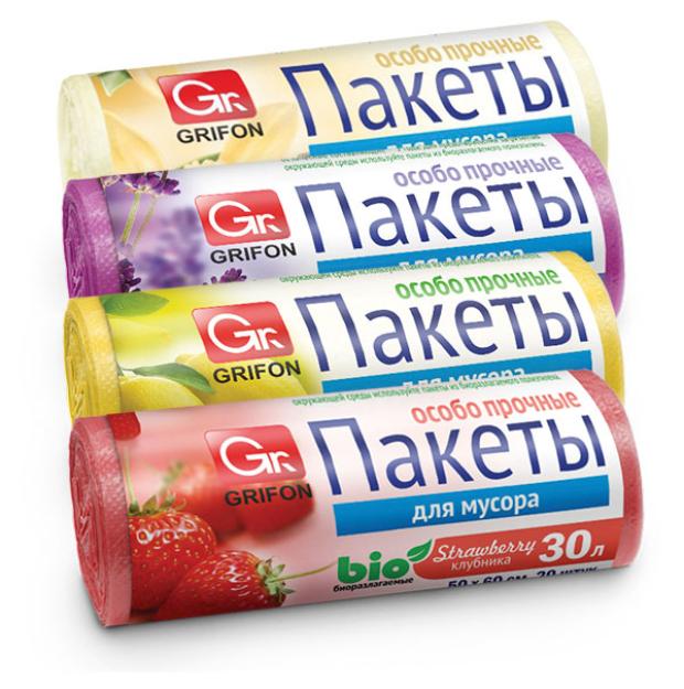 Пакеты для мусора Grifon прочные ароматизированные 30 л 20 шт 66₽