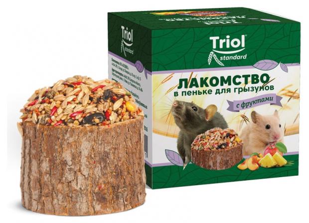 лакомство для грызунов пенек с фруктами 80 гр Лакомство для грызунов Triol в пеньке с фруктами, 70 г