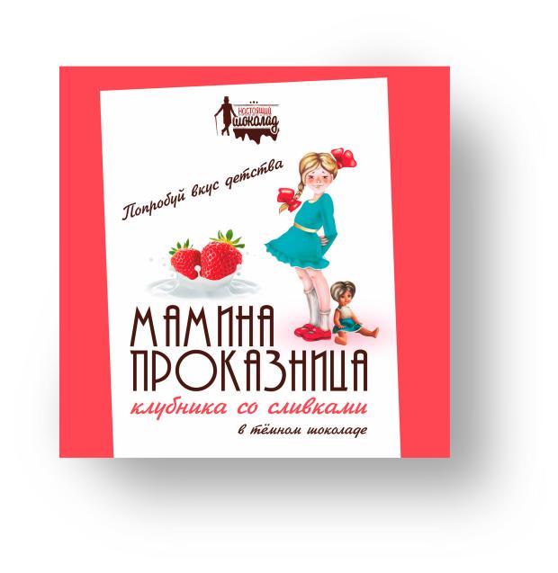 Конфеты Настоящий шоколад Мамина проказница клубника со сливками в темном шоколаде, 180 г
