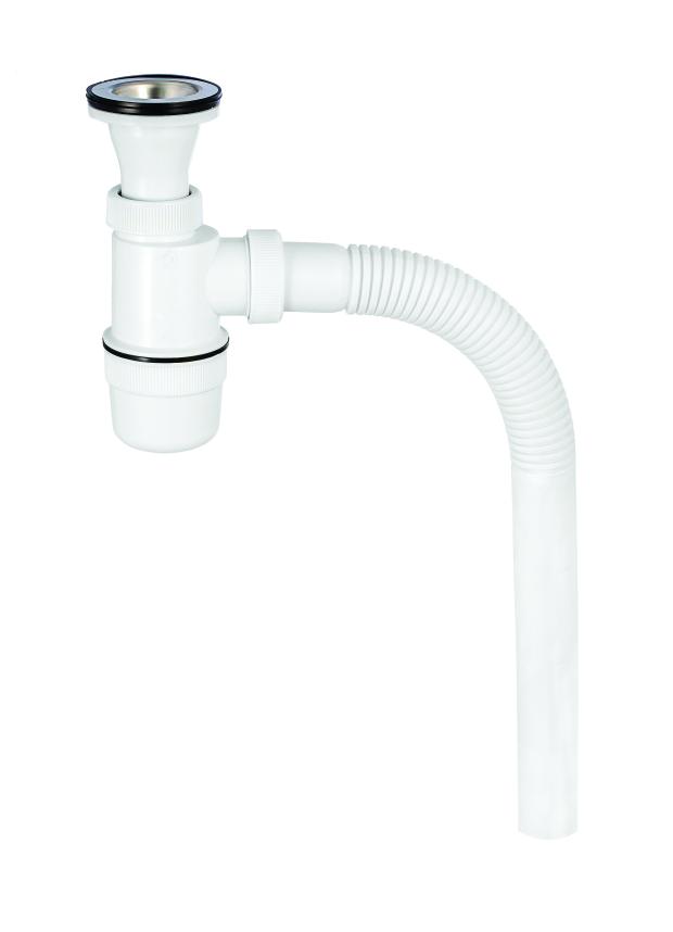 

Сифон бутылочный Вирпласт с нержавеющей чашкой белый