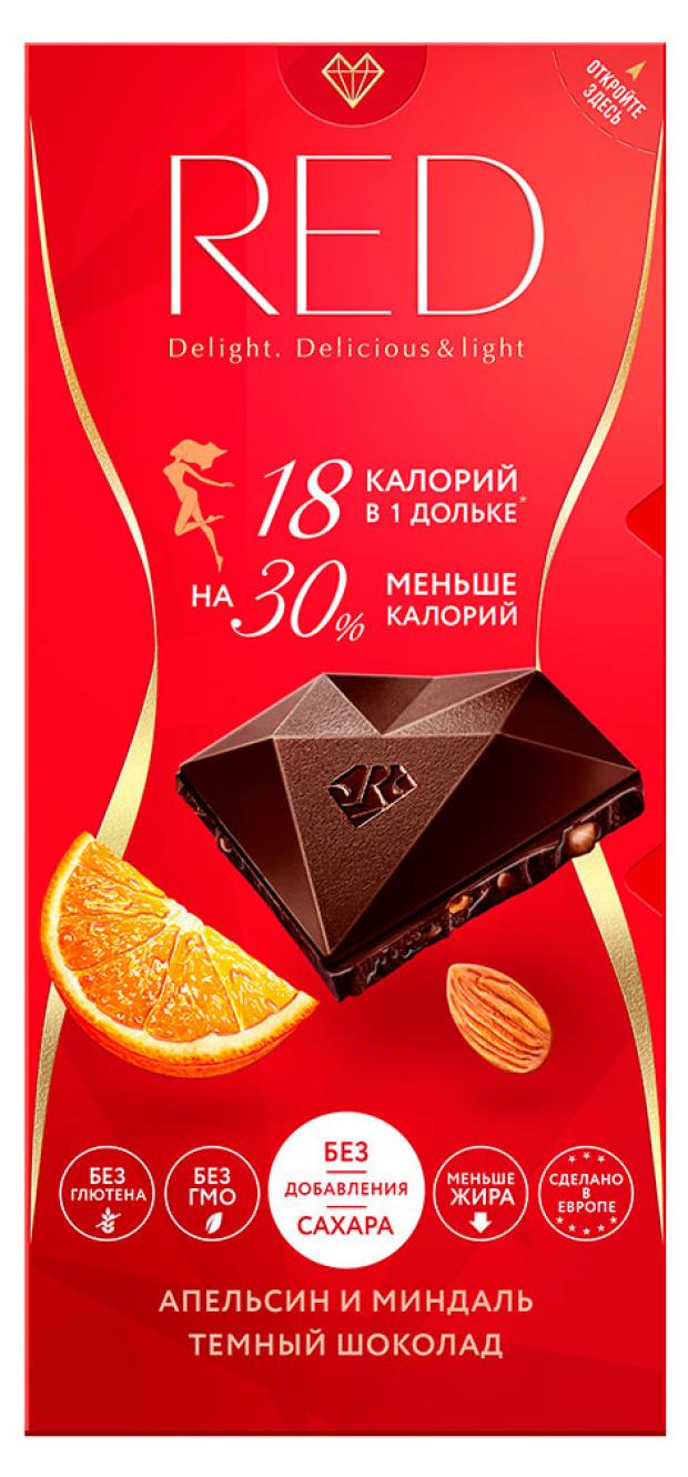 

Шоколад RED Темный Апельсин и Миндаль без сахара меньше калорий, 85 г