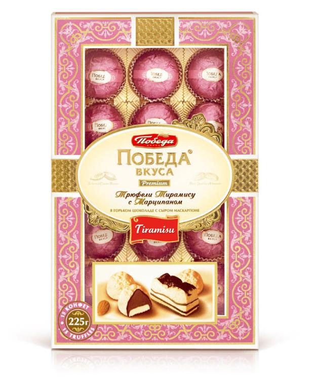 

Трюфели Победа Вкуса тирамису с марципаном в горьком шоколаде и маскарпоне, 225 г