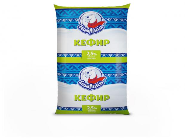 Кефир Белый медведь 2,5% БЗМЖ, 900 г