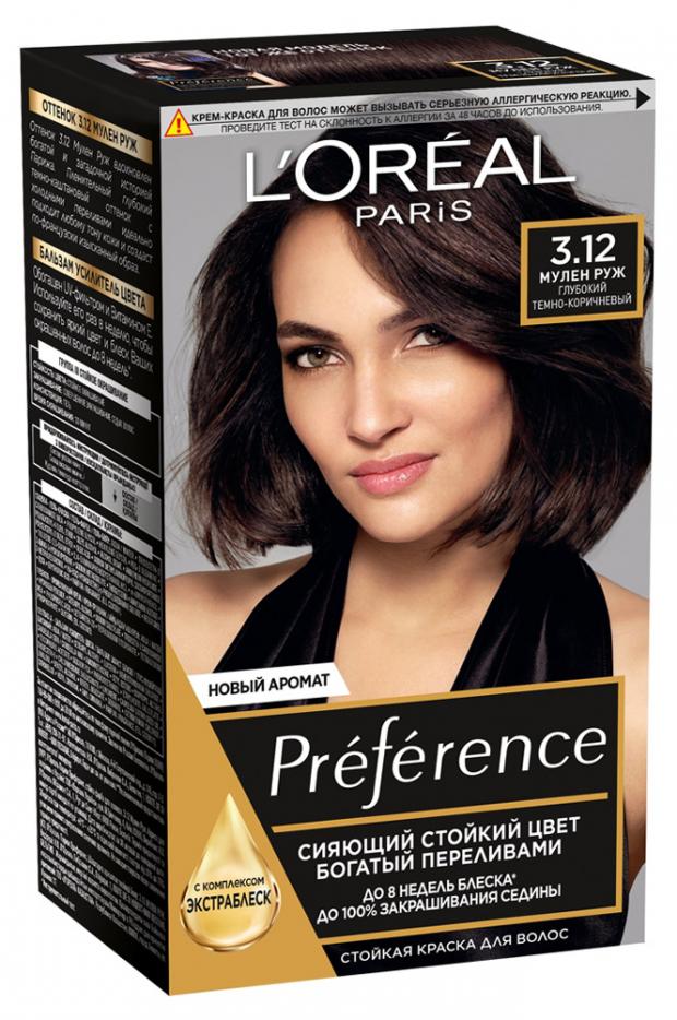 Краска для волос LOreal Paris Preference мулен руж тон 3.12, 174 мл