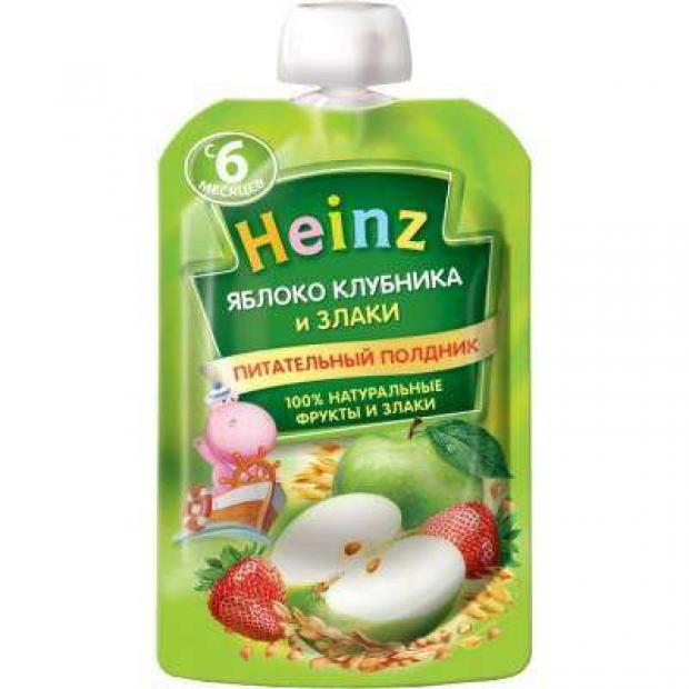 

Пюре Heinz Яблоко клубника и злаки с 6 мес., 90 г