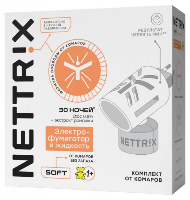 Комплект от комаров NETTRIX Soft электрофумигатор с жидкостью, 30 ночей