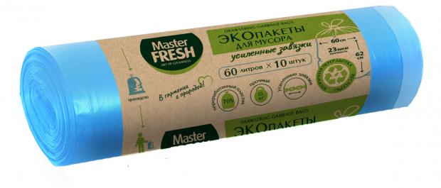 

Экопакеты для мусора Master Fresh с усиленными завязками 60 л, 10 шт