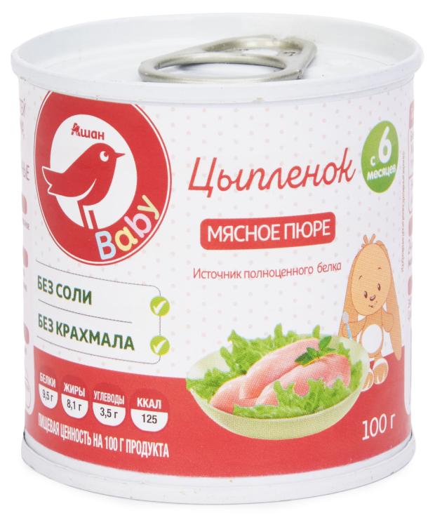 

Пюре АШАН Красная птица Baby мясное цыпленок с 6 мес., 100 г